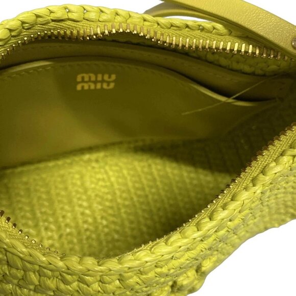 Auth miumiu - Yellow Green Straw Handbag - Picture 14 of 15